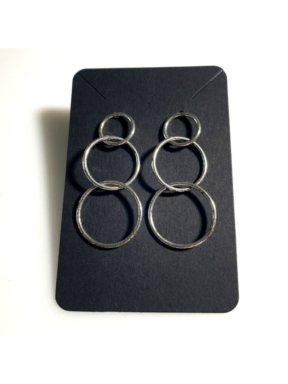 Silver Triple Hoop Drop Earrings Minimalist Jewelry Lightweight Design Classic